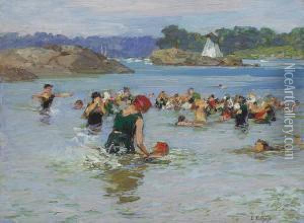 The Swimming Lesson Oil Painting - Edward Henry Potthast