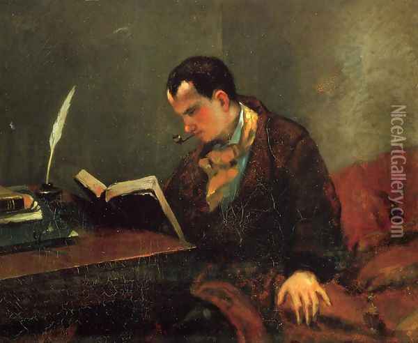 Portrait of Charles Baudelaire (1821-67) 1847 Oil Painting - Gustave Courbet