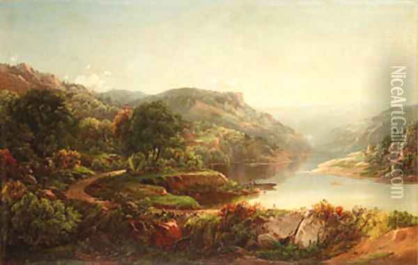 Boating on a Mountain River 2 Oil Painting - William Louis Sonntag