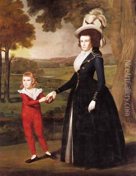 Mrs. William Moseley and Her Son Charles Oil Painting - Ralph Earl