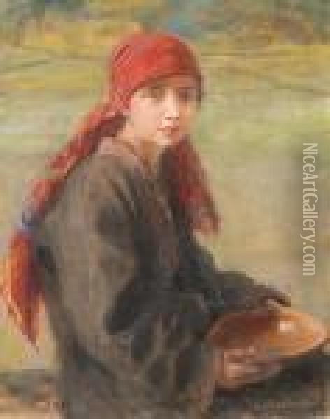 Hutsul Girl Oil Painting - Teodor Axentowicz