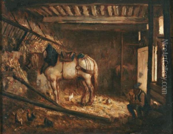 Cheval A L'ecurie Oil Painting - Jules Jacques Veyrassat