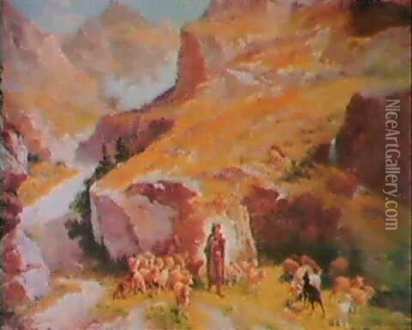 California Mountain Scene Oil Painting - John (Giovanni) Califano