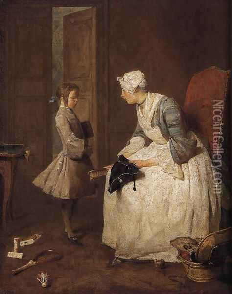 La Gouvernante (The Governess) 1739 Oil Painting - Jean-Baptiste-Simeon Chardin