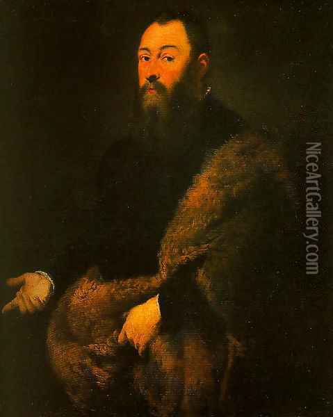 Portrait of a Gentleman in a Fur Oil Painting - Jacopo Tintoretto (Robusti)