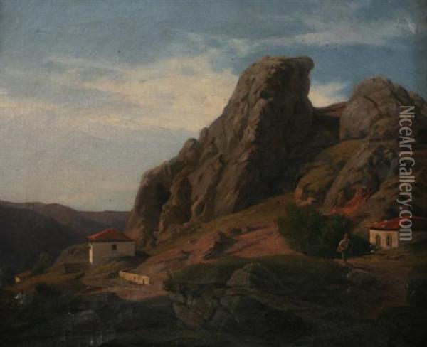 Alpine Landscape Oil Painting - Cornelius Gurlitt