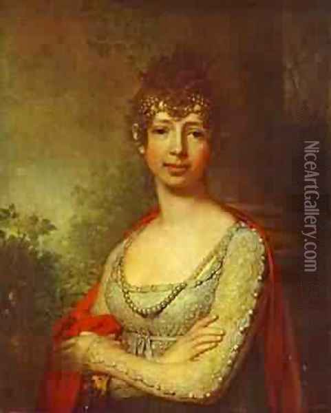 Portrait Of Grand Duchess Maria Pavlovna 1800s Oil Painting - Vladimir Lukich Borovikovsky