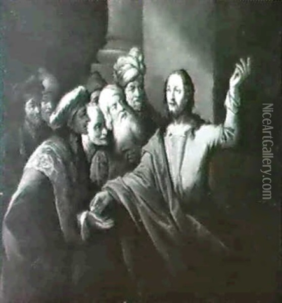 Cristo Che Disputa Coi Dottoriscena Della Vita Di Cristo Oil Painting - Domenico Carpinoni
