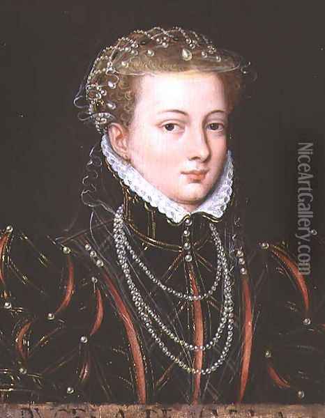 Portrait of Margaret, Duchess of Parma (1522-86), Regent of the Netherlands 1559-67 Oil Painting - (circle of) Clouet, Francois