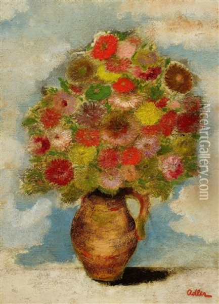 Dahlias In Vase Oil Painting - Jankel Adler