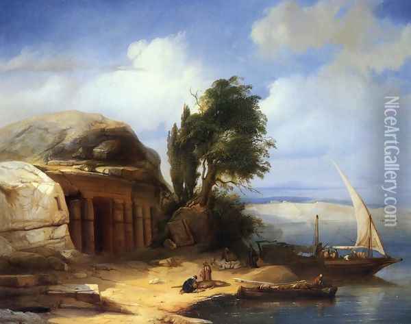 On the Banks of the Nile Oil Painting - Jacobus Jacobs
