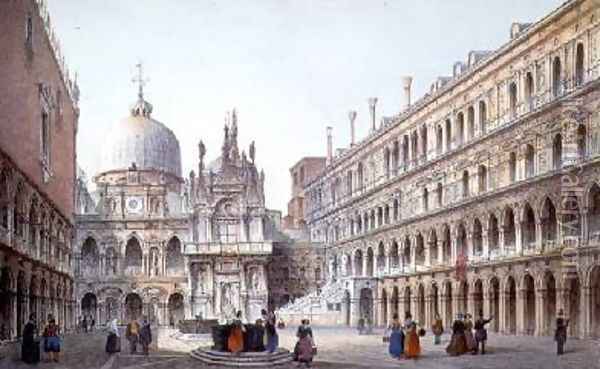 The Courtyard of Palazzo Ducale Venice Oil Painting - Marco Moro