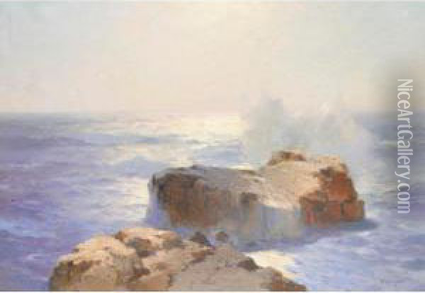 Seascape With Rocks Oil Painting - Aleksei Vasilievich Hanzen