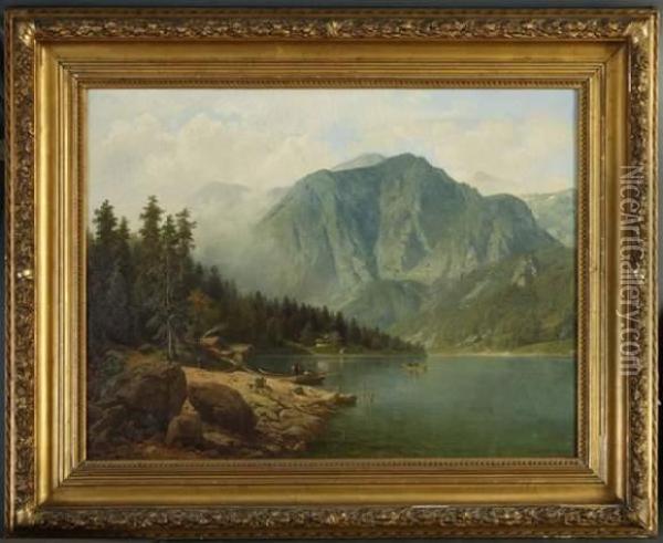Langbathsee, Paysage Lacustre Oil Painting - Wilhelm Brandenburg