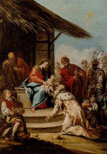 The Adoration Of The Magi Oil Painting - Gaspare Diziani