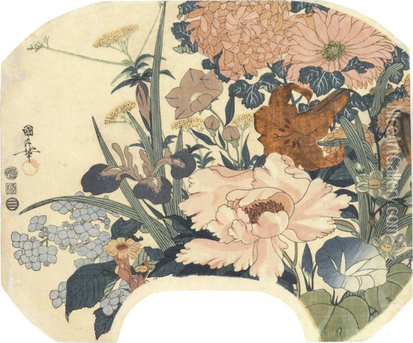 Summer Flowers Oil Painting - Utagawa Kunimaru