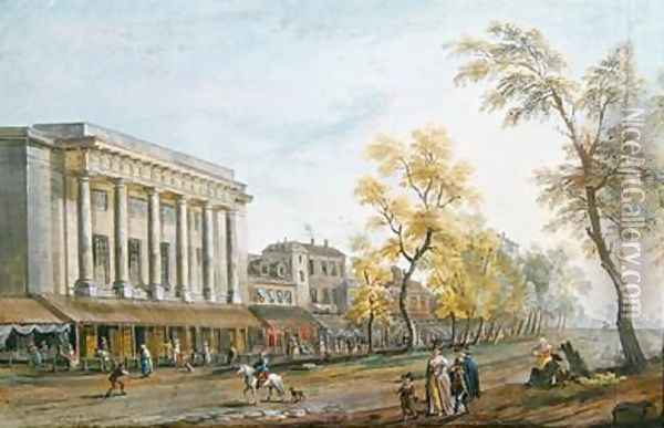 The Theatre des Italians Oil Painting - Jean-Baptiste Lallemand