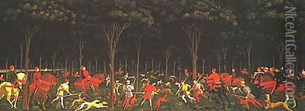 Hunt in the Forest Oil Painting - Paolo Uccello