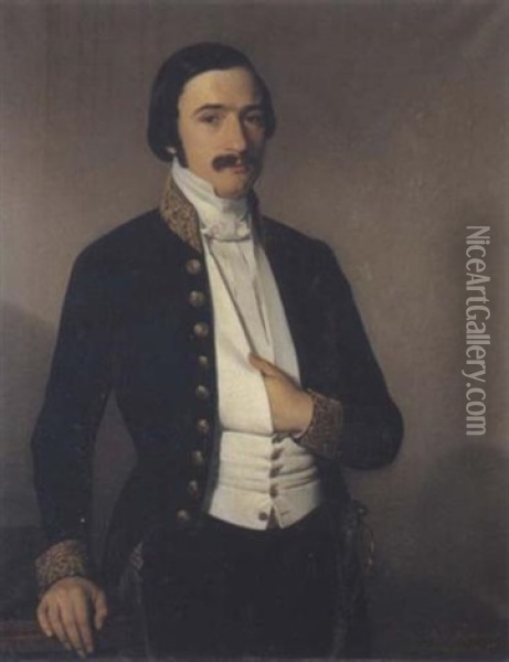Portrait De Jean-louis Anatole, Baron Lemercier Oil Painting - Augusto Roquemont