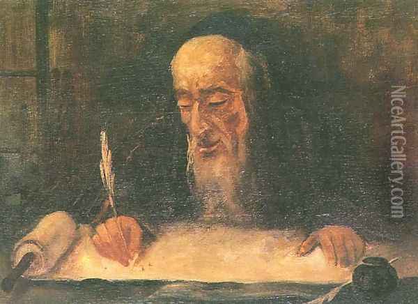Torah Scribe Oil Painting - Artur Markowicz