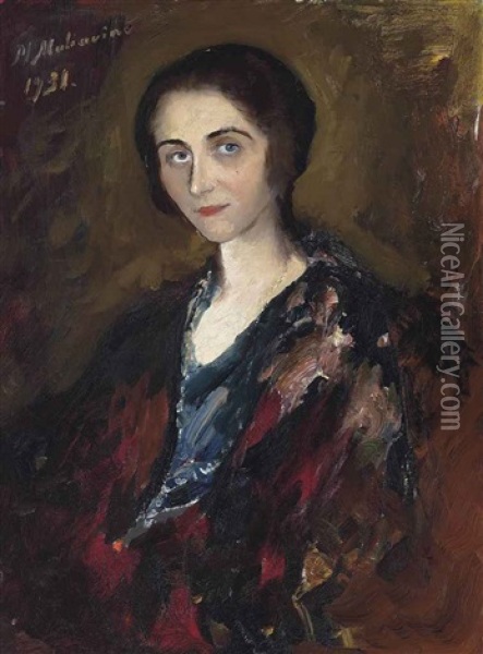 Portrait Of A Lady Oil Painting - Filip Malyavin