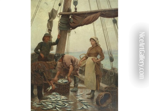 The Day's Catch Oil Painting - Robert B. Farren