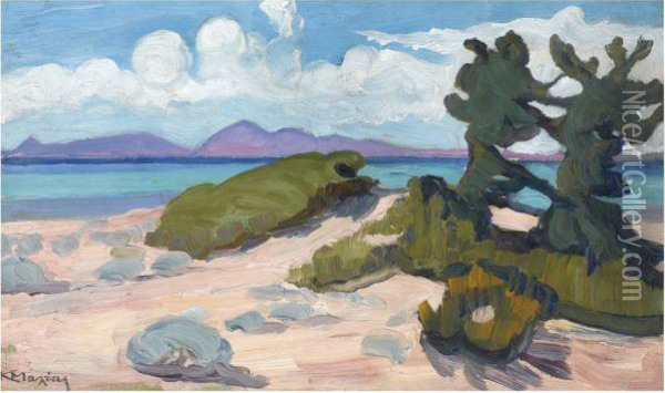 The Shore, Attica Oil Painting - Konstantinos Maleas