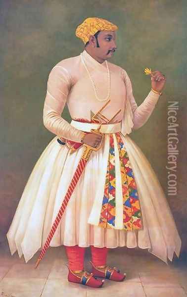 Maharana Amar Singh Oil Painting - Raja Ravi Varma
