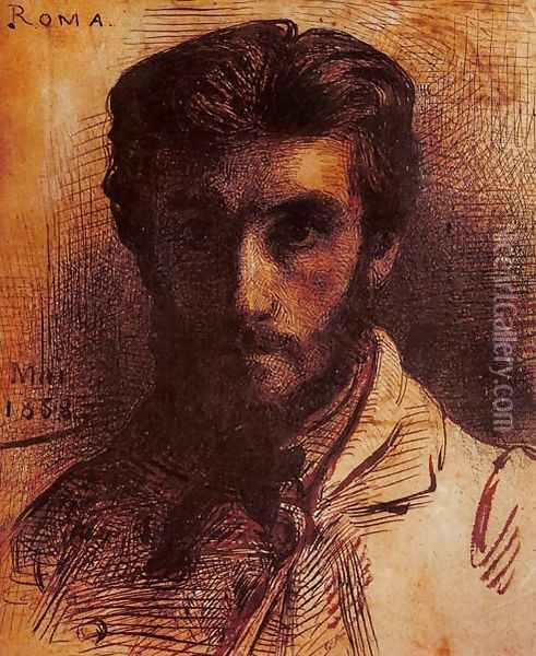 Self Portrait 1858 Oil Painting - Leon Bonnat