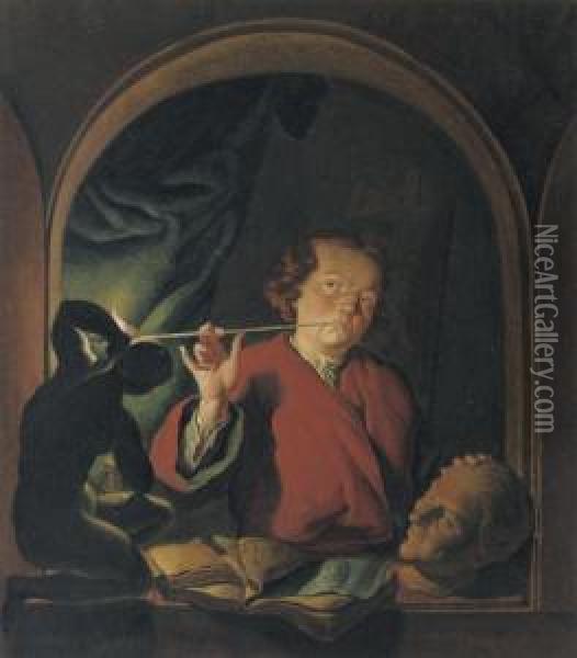Smoking A Pipe Oil Painting - Michiel Versteegh