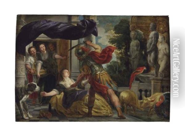 Circe And Odysseus Oil Painting - Jacob Jordaens