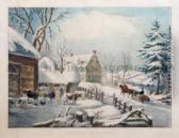 Winter Morning Oil Painting - Currier