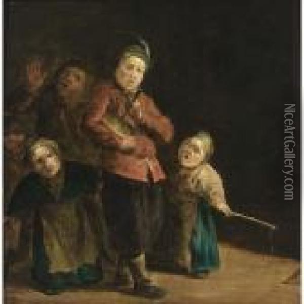 Children Singing And Playing The Rommelpot Oil Painting - Andries Dirksz. Both