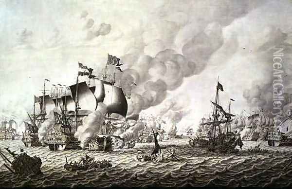 The Battle of La Hogue Barfleur, 19-24 May 1692 Oil Painting - Adriaen or Abraham Salm