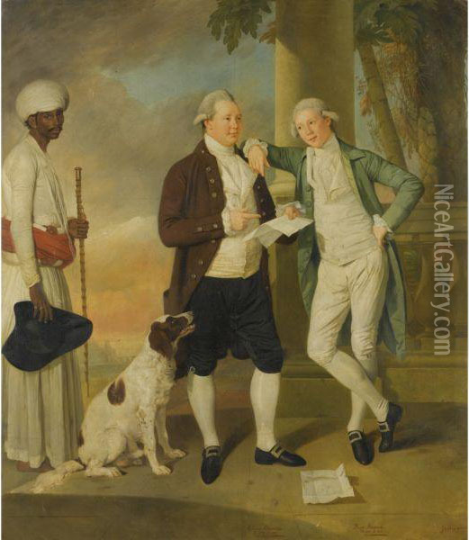 Portrait Of Claud Alexander 
(1752-1809), With His Brother Boyd,attended By An Indian Servant Oil Painting - Johann Zoffany