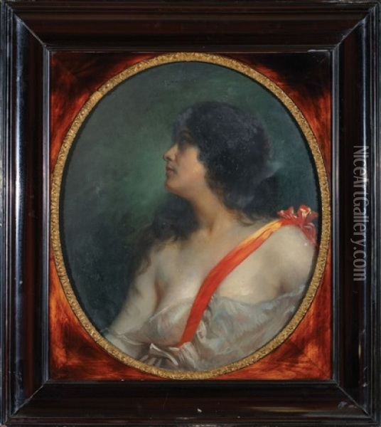Kobieta Z Czerwona Szarfa Oil Painting - Rudolf Wimmer