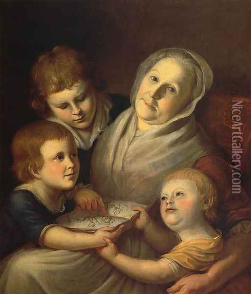 The Artist's Mother, Mrs. Charles Peale, and Her Grandchildren Oil Painting - Charles Willson Peale