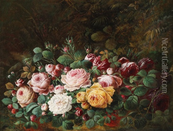 Rosenstillleben Oil Painting - Theodor Petter