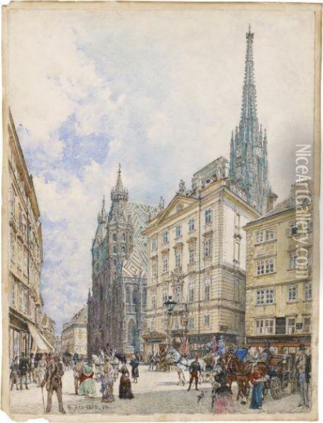 Saint Stephen's Cathedral Oil Painting - Rudolf Ritter von Alt