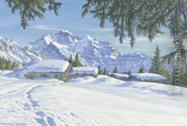 Sonniger Wintertag Oil Painting - Waldemar Theophil Fink