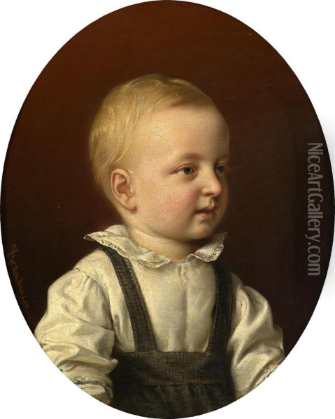 Portrait Of A Boy Oil Painting - Josef Grandauer