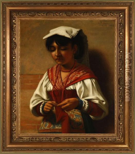 Roman Girl Oil Painting - Lewis T Ives