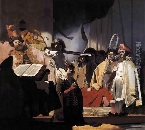 Count Willem III Presides over the Execution of the Dishonest Bailiff in 1336 1657 Oil Painting - Nicolaes van Galen