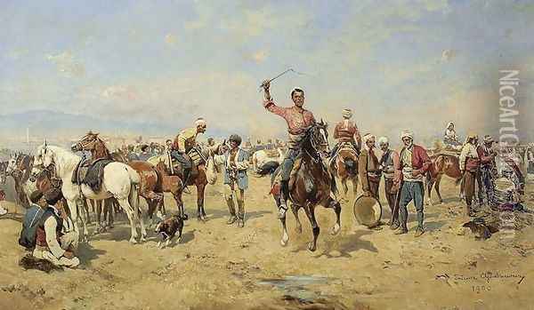 Horse Market Oil Painting - Thaddaus von Ajdukiewicz
