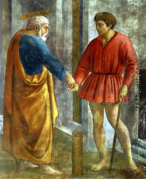 Brancacci chapel Tribute Money detail Oil Painting - Masaccio (Tommaso di Giovanni)