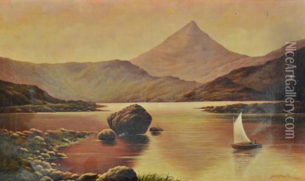 Sunset View Of Snowdon Oil Painting - E.E. Finch