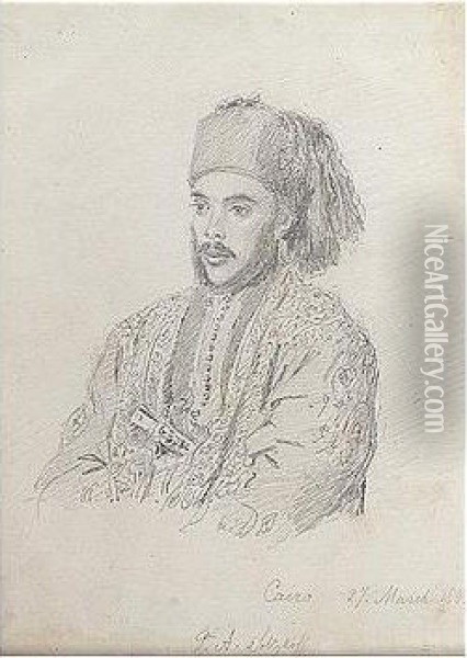 Portrait Of A Turk, Cairo Oil Painting - Alexis, Prince Soltykoff