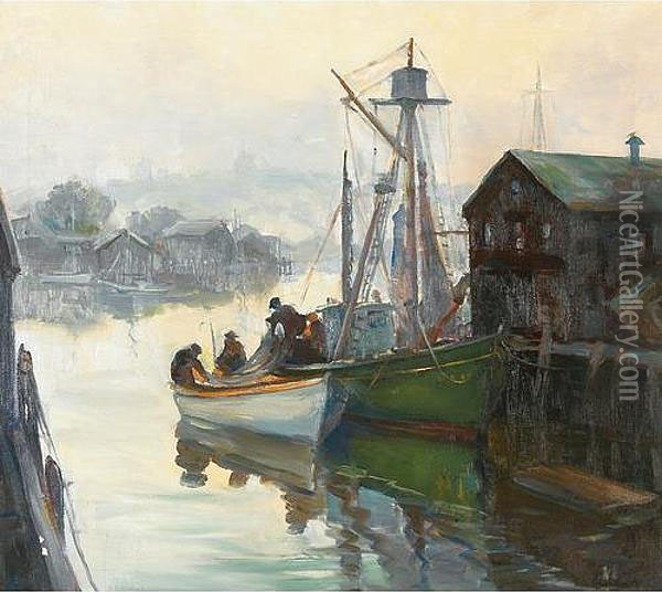 Fisherman Unloading The Day's Catch Oil Painting - Alice James