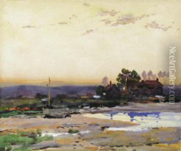 An Estuary Scene Oil Painting - Frank Richards