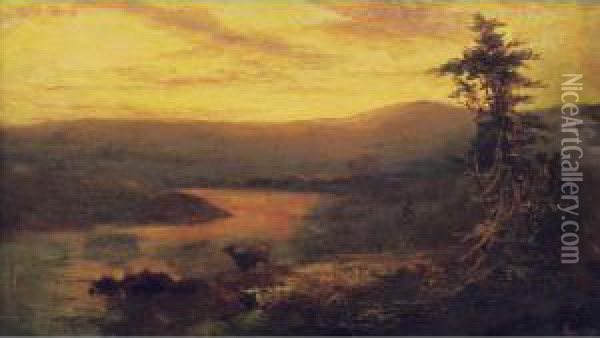 Hillside Sunset Oil Painting - Jesse Talbot